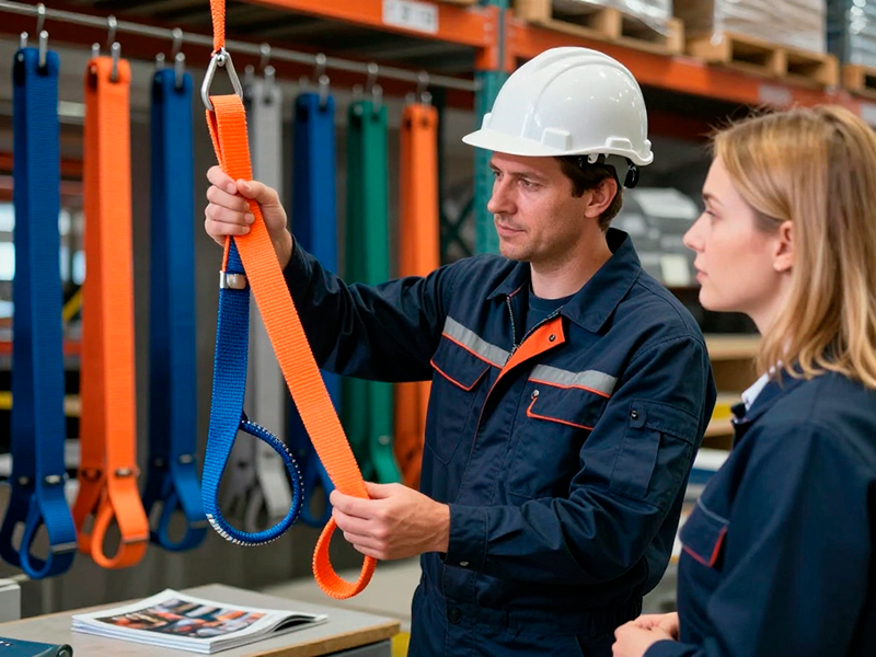 Выбор текстильных стропов на промышленном складе: сравнение петлевых и кольцевых моделей с защитными накладками для безопасного грузоподъёма